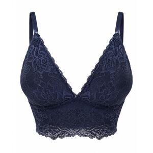 Laura Ashley 38DD Navy Floral Lace Longline Padded Bra Bralette Coquette Y2K